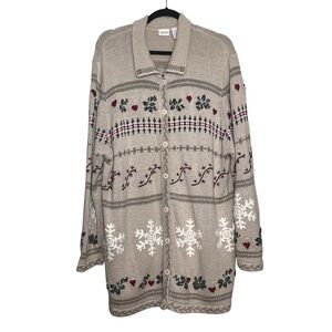Cherokee Woman Holiday Button Up Sweater Cardigan Size 2X 22W 24W Christmas